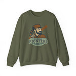 Olive green crewneck sweatshirt with vintage Richmond Pioneers baseball team logo and retro design