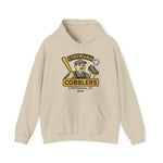 Beige hoodie featuring vintage Cynthiana Cobblers baseball team logo from 1909 in Kentucky design