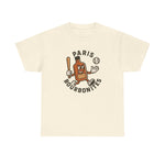 Vintage Paris Bourbonites baseball team heavyweight t-shirt with bourbon bottle mascot and baseball graphic design