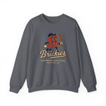 Gray Olive Hill Brickies crewneck sweatshirt featuring vintage baseball team mascot from Eastern Kentucky League