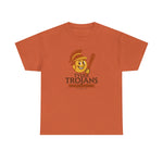 Vintage Tyler Trojans heavyweight cotton T-shirt in burnt orange with retro baseball logo and team name design