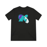Black Atlantic City Surf baseball t-shirt with teal and purple logo, tri-blend super light fabric, unisex fit.