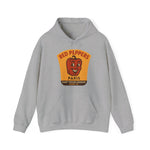 Grey hoodie featuring a vintage Paris Red Peppers baseball team patch from the 1940s East Texas League.