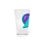 16oz clear Atlantic City Surf Baseball pint glass with custom teal and purple logo, durable and BPA free.