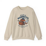 Beige Paris Mammoths crewneck sweatshirt with vintage baseball team logo and Blue Grass League text.