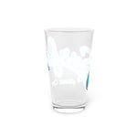 Clear 16oz pint glass with Atlantic City Surf baseball script design, durable and BPA-free for everyday use