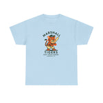 Light blue heavyweight cotton t-shirt featuring vintage Marshall Tigers baseball mascot and text design.