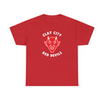 Red Clay City Red Devils heavyweight vintage baseball t-shirt with classic devil logo and retro design