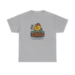 Gray heavyweight cotton t-shirt featuring vintage Nacogdoches Cogs baseball team logo from East Texas League.