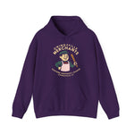 Purple hoodie with a graphic design on a white background