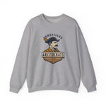 Gray crewneck sweatshirt featuring vintage Versailles Aristocrats baseball team logo in blue and gold colors