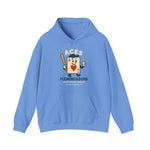 Light blue hoodie featuring a retro Flemingsburg Aces baseball team logo from the Blue Grass League