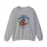 Gray crewneck sweatshirt featuring vintage Paris Mammoths baseball team logo and Blue Grass League text