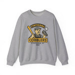 Gray crewneck sweatshirt featuring vintage Cynthiana Cobblers 1909 baseball team logo from Kentucky history