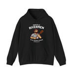 Black hoodie featuring a vintage Maysville Rivermen baseball team logo from the Blue Grass League in Kentucky
