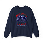 Navy crewneck sweatshirt featuring vintage Mount Sterling Essex baseball team with classic car and crossed bats design.