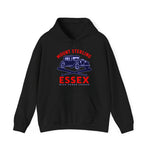 Black Mount Sterling Essex hoodie featuring vintage car and crossed baseball bats design in red and blue