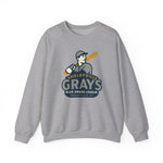 Vintage Shelbyville Grays crewneck sweatshirt featuring historic Blue Grass League baseball team design