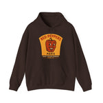 Brown hoodie featuring a vintage Paris Red Peppers baseball team logo from East Texas League with smiling red pepper design.