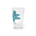 16oz clear pint glass with Atlantic City Surf baseball script logo, durable and BPA free, hand wash only