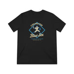 Covington Blue Sox black tri-blend super light t-shirt with vintage baseball player graphic and text design