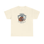 Vintage Paris Mammoths Blue Grass League heavyweight cotton t-shirt with mammoth and bat graphic in navy and rust colors