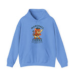 Light blue hoodie featuring vintage Marshall Tigers baseball team logo with cartoon tiger holding a bat and text design