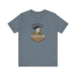 Gray vintage-style t-shirt featuring a Versailles Aristocrats Blue Grass League baseball team logo design.