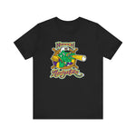 Norwich Navigators Baseball Premium Lightweight T-Shirt in black with the green gator navigator logo peering through a bat spyglass inside a ship's wheel on the front