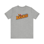 Reno BlackJacks Premium Lightweight T-Shirt in athletic heather with the Reno BlackJacks logo, a Jack of Spades holding a bat above slanted BlackJacks lettering on the front