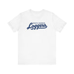 Grays Harbor Loggers Premium Lightweight T-Shirt in white with the Grays Harbor Loggers logo, script lettering with a tail swash on the front