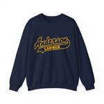 Anderson Lawmen Crewneck Sweatshirt in navy with the Anderson Lawmen logo, gold script lettering with a tail swoosh on the front