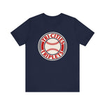 Tri-Cities Triplets Premium Lightweight T-Shirt in navy with the Tri-Cities Triplets logo, red lettering circling a baseball on the front