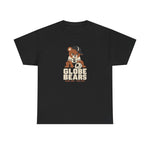 Globe Bears Heavyweight T-Shirt in black with the Globe Bears logo, a scowling bear cub in a ball cap and glove on the front