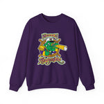 Norwich Navigators Baseball Crewneck Sweatshirt in purple with the green gator navigator logo peering through a bat spyglass inside a ship's wheel on the front