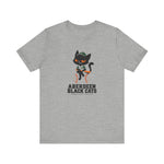 Aberdeen Black Cats Premium Lightweight T-Shirt in athletic heather with the Aberdeen Black Cats logo, a black cat in a green cap and jersey sitting on a baseball holding a bat on the front