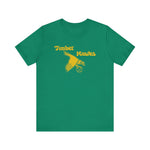 Bend Timber Hawks Premium Lightweight T-Shirt in kelly with the Bend Timber Hawks logo, a diving gold hawk clutching a baseball on the front
