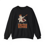Bisbee-Douglas Copper Kings Crewneck Sweatshirt in black with the Bisbee-Douglas Copper Kings logo, a bearded king in a crown and cape swinging a bat on the front