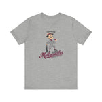 Tonopah Mollycoddles Premium Lightweight T-Shirt in athletic heather with the Tonopah Mollycoddles logo, a monocled deadball-era dandy holding a teacup and leaning on his bat on the front