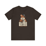 Globe Bears Premium Lightweight T-Shirt in brown with the Globe Bears logo, a scowling bear cub in a ball cap and glove on the front