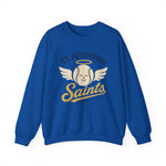 St. Petersburg Saints Crewneck Sweatshirt in royal with the cream winged baseball emblem with a halo on the front
