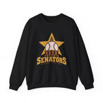 Phoenix Senators Crewneck Sweatshirt in black with the Phoenix Senators logo, a baseball as the capitol dome in front of a gold star on the front