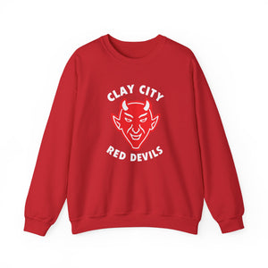 Clay City Red Devils Crewneck Sweatshirt - Vintage Defunct Baseball Teams