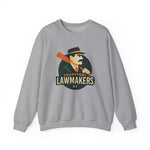 Gray crewneck sweatshirt with vintage Frankfort Lawmakers baseball team logo and bat graphic on front