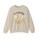 St. Petersburg Saints Crewneck Sweatshirt in sand with the cream winged baseball emblem with a halo on the front