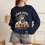 Lead City Grays Crewneck Sweatshirt - Vintage Defunct Baseball Teams - South Dakota