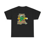 Norwich Navigators Baseball Heavyweight T-Shirt in black with the green gator navigator logo peering through a bat spyglass inside a ship's wheel on the front