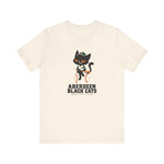 Aberdeen Black Cats Premium Lightweight T-Shirt in natural with the Aberdeen Black Cats logo, a black cat in a green cap and jersey sitting on a baseball holding a bat on the front
