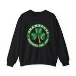 Roseburg Shamrocks Crewneck Sweatshirt in black with the Roseburg Shamrocks logo, a shamrock of baseballs with a bat stem in a green ring on the front