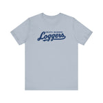 Grays Harbor Loggers Premium Lightweight T-Shirt in light blue with the Grays Harbor Loggers logo, script lettering with a tail swash on the front